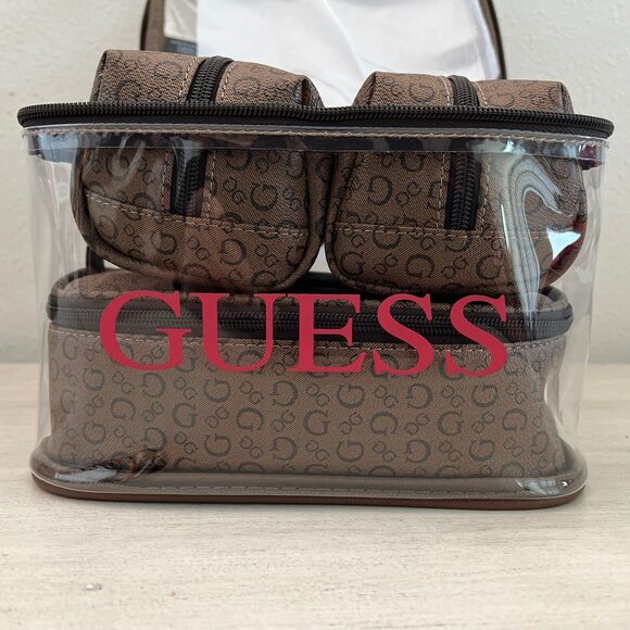Guess V7200494 COCOA Multi 4-Piece Cosmetic Junction Travel Set Bag - Picture 5 of 7